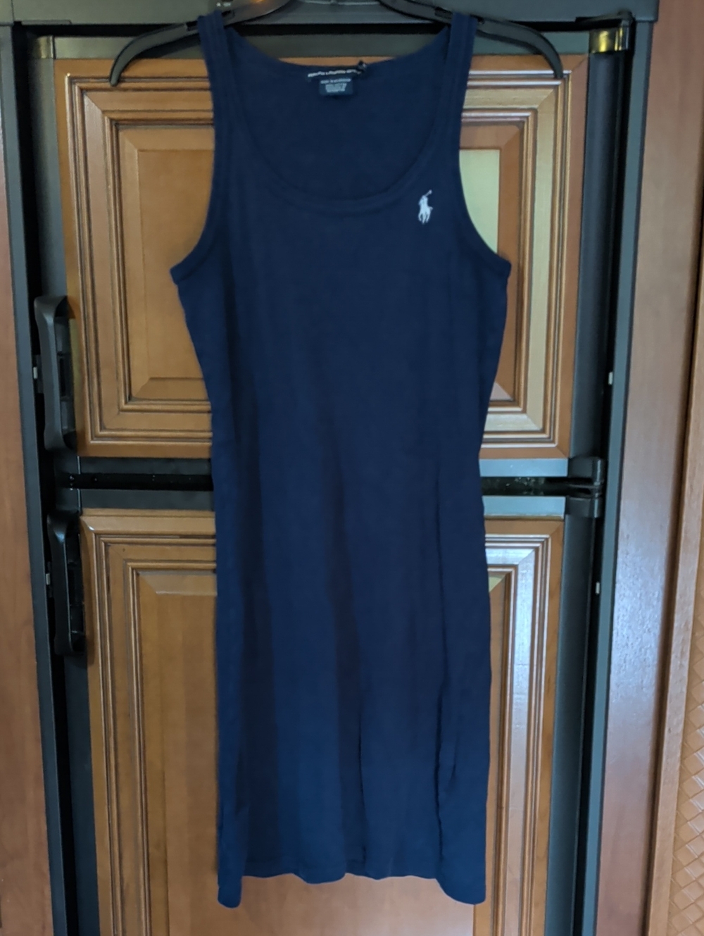 Ralph Lauren Navy Sleeveless Tank Midi Dress with Polo Logo